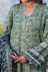 SAGE - Peach Printed Unstitched Suit 3 Pc - 3185